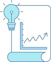 Statistiken Papier mit Licht Birne Symbol im Blau und Weiß Farbe. vektor