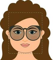 glasögon för fyrkant ansikte flicka ikon i brun Färg. vektor