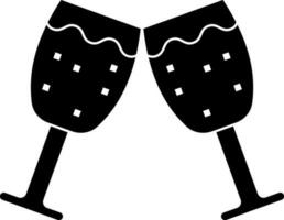 champagne glasögon ikon i svart och vit Färg. vektor