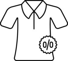 rabatt erbjudande klistermärke på skjorta eller t-shirt för försäljning eller handla linje konst ikon. vektor
