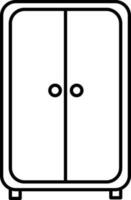 Almirah oder Kleiderschrank Symbol im schwarz Linie Kunst. vektor