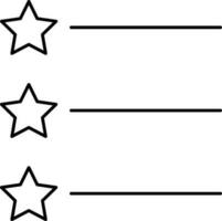stjärnor lista sida svart linje konst ikon. vektor