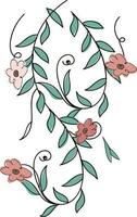Hand gezeichnet dekorativ Blätter mit Rosa Blumen auf Weiß Hintergrund. vektor