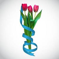 realistische Vektorillustration bunte Tulpen. rote Blumen auf hellem Hintergrund vektor