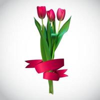 realistische Vektorillustration bunte Tulpen. rote Blumen auf hellem Hintergrund vektor