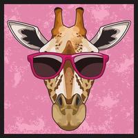 giraff djur vilda huvud karaktär med solglasögon vektor