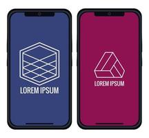 Smartphones mit geometrischen Figuren Mockup Branding vektor