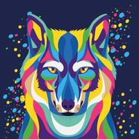 Wolf Wild Life Technicolor im blauen Hintergrund vektor