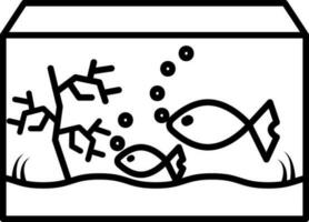 akvarium fisk tank ikon i svart linje konst. vektor