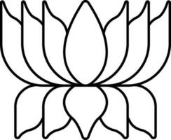 svart tunn linje konst av lotus blomma ikon. vektor