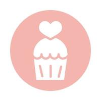 süßes Cupcake-Dessert zum Muttertag mit Herzblock-Stilikone vektor
