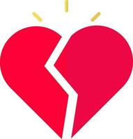 bruten hjärta ikon i röd Färg. vektor