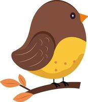 siskin fågel sittng på gren i brun och gul Färg. vektor