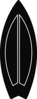 schwarz und Weiß Surfbrett im eben Stil. vektor