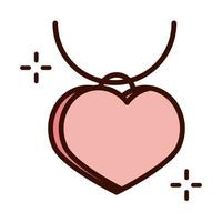mödrar dag halsband med hjärta kärlek tillbehör linje och fyll stil ikon vektor