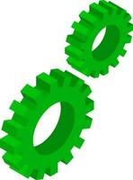 3d isometrisch von Zahnrad oder Rahmen Symbol im Grün Farbe. vektor