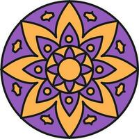 Illustration von Rangoli Symbol im violett und Gelb Farbe. vektor