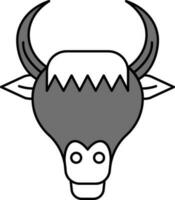 tjur huvud eller taurus ikon eller symbol i grå och vit Färg. vektor