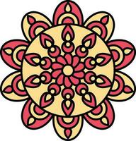 kreisförmig Mandala Blume rot und Gelb Symbol. vektor