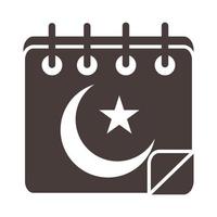muslimische Kalender Ramadan arabische islamische Feier Silhouette Stilikone vektor
