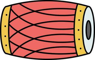röd och gul musikalisk trumma platt ikon. vektor