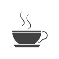 Büro heiße Kaffeetasse Frühstück Silhouette auf weißem Hintergrund vektor