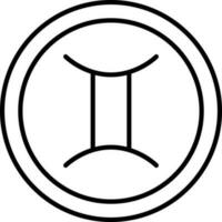 linjär stil gemini zodiaken symbol på runda ikon. vektor
