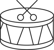 isolerat indisk trumma med pinne ikon i svart översikt. vektor