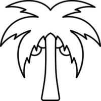 svart stroke illustration av kokos träd ikon. vektor
