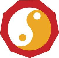 Yin Yang Bagua Spiegel eben Symbol im rot und Gelb Farbe. vektor