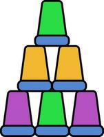 Pyramide von Party Glas bunt Symbol oder Symbol. vektor