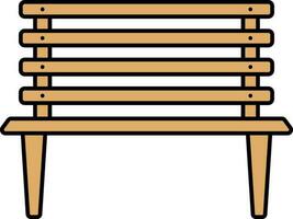 brun planka bänk ikon i platt stil. vektor