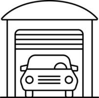bil garage ikon i svart linje konst. vektor