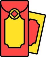 illustration av kinesisk kuvert ikon i röd och gul Färg. vektor
