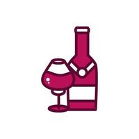 vinflaska och glas kopp sprit firande dryck dryck ikon linje och fylld vektor