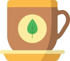 ört- te eller kaffe kopp på tallrik färgrik ikon. vektor