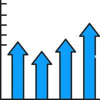 Pfeil Bar Graph im Blau Farbe. vektor