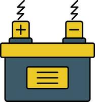 Auto Batterie oder Akkumulator Symbol im Blau und Gelb Farbe. vektor