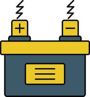 bil batteri eller ackumulator ikon i blå och gul Färg. vektor