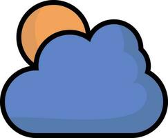 eben Stil Wolke mit Sonne Orange und Blau Symbol. vektor