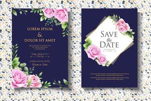 romantisches botanisches Hochzeitskartenset vektor