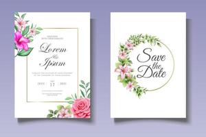 romantisches botanisches Hochzeitskartenset vektor