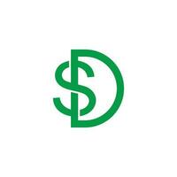 brev ds pengar dollar grön logotyp vektor