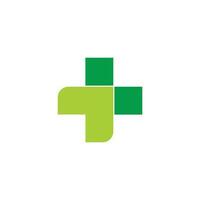 Plus medizinisch Grün Blatt geometrisch Pfeil Logo Vektor