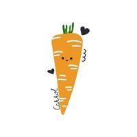 Hand gezeichnete Karottenkonzept der veganen flachen Vektorillustration des Gemüses der gesunden Nahrung lokalisiert auf weißem Hintergrund vektor