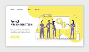 Projekt Management Team Landing Page flache Silhouette Vektor Vorlage