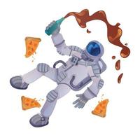Kosmonaute mit Lebensmittelkarikaturvektorillustration vektor