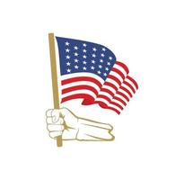en hand som håller amerikansk flaggdesign vektor