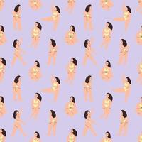 kroppsmässiga tjejer sömlösa mönster. en kurvig modell visar upp sin kropp. vektor illustration
