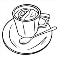 kaffe i en mugg kaffe med mjölk i ett mugg café en restaurangtecknad stil vektor